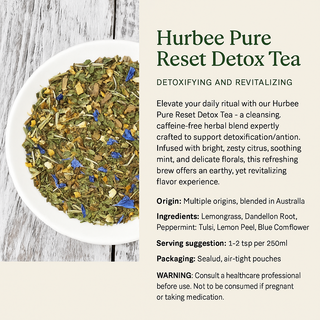 Hurbee Pure Reset Detox Tea – Organic Caffeine-Free Liver & Gut Cleanse Herbal Tea
